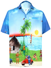 Load image into Gallery viewer, la-leela-shirt-casual-button-down-short-sleeve-beach-shirt-men-aloha-pocket-Shirt-Blue_W598