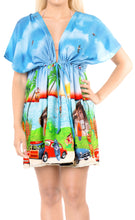 Load image into Gallery viewer, LA LEELA Kimono Beach Women&#39;s  Swimwear Swimsuit Bikini Cover up Blouse Blue
