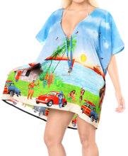 Load image into Gallery viewer, LA LEELA Kimono Beach Women&#39;s  Swimwear Swimsuit Bikini Cover up Blouse Blue