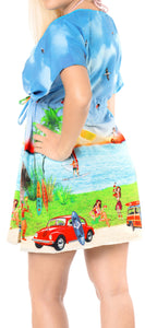 LA LEELA Kimono Beach Women's  Swimwear Swimsuit Bikini Cover up Blouse Blue