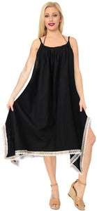 LA LEELA Kimono Beach Women's  Swimwear Swimsuit Bikini Cover up Blouse Black