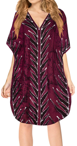 la-leela-cotton-batik-short-caftan-vacation-top-OSFM 14-18W [L- 2X]-Pink_A849