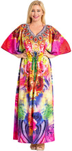 Load image into Gallery viewer, LA LEELA Likre Digital Long Caftan Women&#39;s Multicolor_696 OSFM 14-22W [L-3X] Multicolor_A827