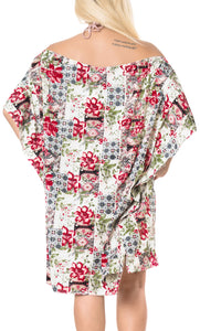 LA LEELA Kimono Beach Women's  Swimwear Swimsuit Bikini Cover up Blouse Red