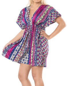 LA LEELA Kimono Beach Women's  Swimwear Swimsuit Bikini Cover up Blouse Pink