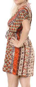 LA LEELA Kimono Beach Women's  Swimwear Swimsuit Bikini Cover up Blouse Brown