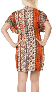 LA LEELA Kimono Beach Women's  Swimwear Swimsuit Bikini Cover up Blouse Brown