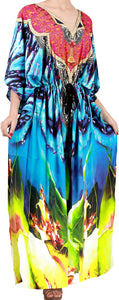 LA LEELA 2 Digital Women's Kaftan Kimono Summer Beachwear Cover up Dress a792