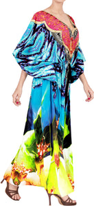 LA LEELA 2 Digital Women's Kaftan Kimono Summer Beachwear Cover up Dress a792