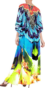 LA LEELA 2 Digital Women's Kaftan Kimono Summer Beachwear Cover up Dress a792