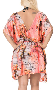 LA LEELA Kimono Beach Women's  Swimwear Swimsuit Bikini Cover up Blouse Orange