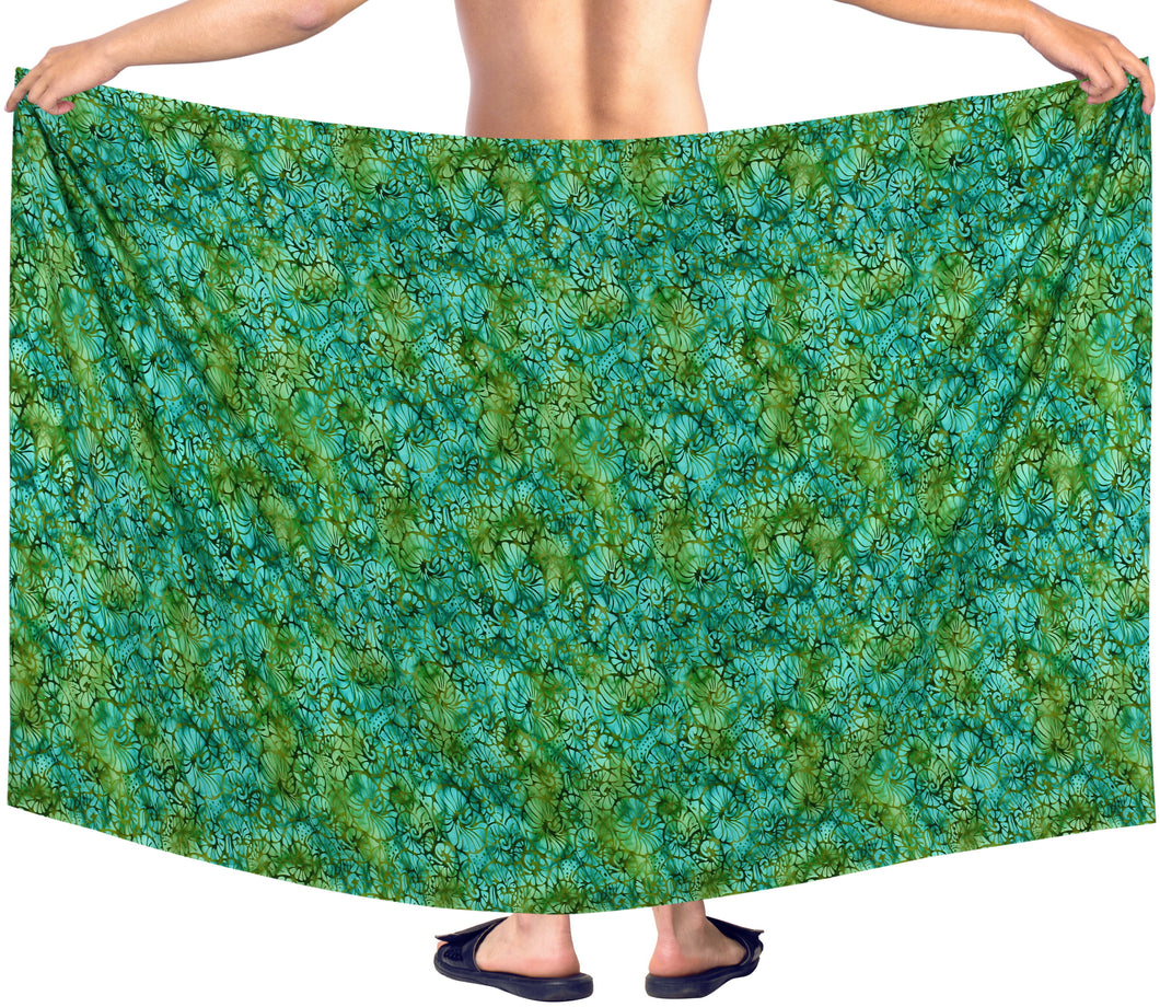 LA-LEELA-Men's-Sarong-Swimsuit-Cover-Up-Summer-Beach-Wrap-One-Size-Green_A768