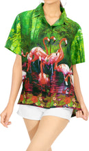 Load image into Gallery viewer, LA LEELA Women&#39;s Hawaiian Shirt Relaxed Fit Tropical Beach Shirt S Green_X202