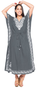 LA LEELA Rayon  Solid Women's Caftan Style Nightgown Beachwear Dress Cover up