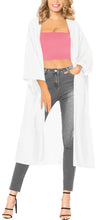 Load image into Gallery viewer, LA LEELA Kimono Beach Women&#39;s  Swimwear Swimsuit Bikini Cover up Blouse White