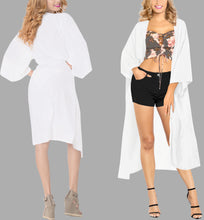 Load image into Gallery viewer, LA LEELA Kimono Beach Women&#39;s  Swimwear Swimsuit Bikini Cover up Blouse White