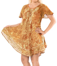 Load image into Gallery viewer, la-leela-tie-dye-beachwear-kaftan-loose-long-top-osfm-14-20w-l-2x-brown_a625-brown_a625