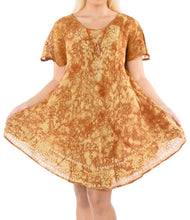 Load image into Gallery viewer, la-leela-tie-dye-beachwear-kaftan-loose-long-top-osfm-14-20w-l-2x-brown_a625-brown_a625