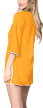 Load image into Gallery viewer, LA LEELA Women&#39;s Rayon Casual Swimwear Cover Up V Neck Saddle Sleeve Knee Length