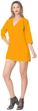 Load image into Gallery viewer, LA LEELA Women&#39;s Rayon Casual Swimwear Cover Up V Neck Saddle Sleeve Knee Length
