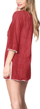 Load image into Gallery viewer, LA LEELA Women&#39;s Likre Casual Beachwear  Cover Up V Neck Saddle Sleeve Knee Leng