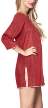 Load image into Gallery viewer, LA LEELA Women&#39;s Likre Casual Beachwear  Cover Up V Neck Saddle Sleeve Knee Leng