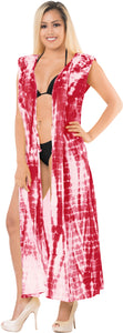 LA LEELA Women's Cotton Bikini Swimsuit Cover Up Tie Dye Long Length Armscye Sle