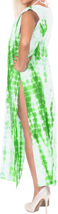 LA LEELA Women's Cotton Bikini Beachwear Cover Up Tie Dye Long Length Armscye Sl