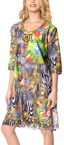 LA LEELA Digital Beachwear Loose Cover Up OSFM 20W-28W [2X- 4X] Multicolor_6645