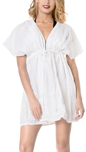 la-leela-bikini-swim-beach-wear-swimsuit-cover-ups-women-caftan-dress-solid-OSFM 14-24W [L- 3X]-Ghost White_A447