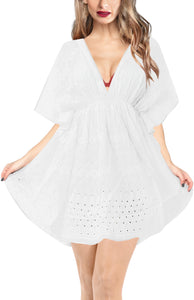 la-leela-bikini-swim-beach-wear-swimsuit-cover-ups-women-caftan-dress-solid-OSFM 8-16W [M- 1X]-Ghost White_A442