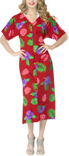 Load image into Gallery viewer, LA LEELA Women&#39;s Printed Cruise Loose Cover Up OSFM 12-16W [L- 1X] Red_6657