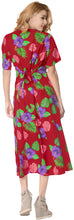 Load image into Gallery viewer, LA LEELA Women&#39;s Printed Cruise Loose Cover Up OSFM 12-16W [L- 1X] Red_6657