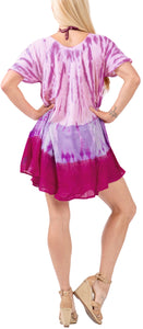 LA LEELA Women Tie Dye Beach Short Dress Pink US: 14 (L) THRU Plus Size 20W (2X)