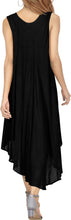 Load image into Gallery viewer, LA LEELA Girl Beach Short Dress Black Red US: 14 (L) THRU Plus Size 20W (2X)