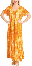 Load image into Gallery viewer, LA LEELA WOMEN&#39;S Long Rayon Tie Dye Beach Dress OSFM 14-16W [L- 1X] Orange_3550