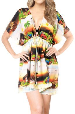 la-leela-bikni-swimwear-chiffon-digital-hd-print-tunic-vintage-cover-up-Halloween Black_A339