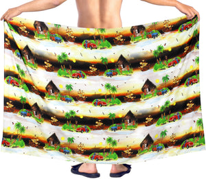 La Leela Men's Hawaiian Beach Wrap Sheer Sarong Swimming Bathing Suit Towel Beachwear Swim Pareo Cover up Long 72"X42"  Black 908586