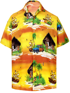 LA LEELA Men's Aloha Hawaiian Shirt Short Sleeve Button Down Casual Beach Party