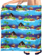 Load image into Gallery viewer, LA LEELA Light Digital Swimsuit Tie Wrap Pareo Men&#39;s Beach 78&quot;X39&quot; Blue 7129 908614