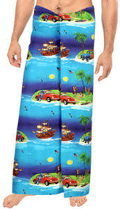 LA LEELA Light Digital Swimsuit Tie Wrap Pareo Men's Beach 78"X39" Blue 7129 908614