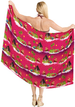 Cargar imagen en el visor de la galería, La Leela Women&#39;s Hawaiian Bikini Beach Wrap Sheer Sarong Swimming Bathing suit Beachwear Swim Dress Pareo Cover up Long 78&quot;X42&quot;  Pink 908629