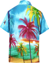 Load image into Gallery viewer, la-leela-shirt-casual-button-down-short-sleeve-beach-shirt-men-aloha-pocket-Shirt-Blue_W607