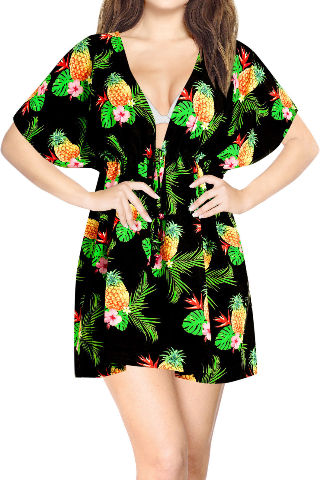 la-leela-bikni-swimwear-chiffon-digital-hd-print-tunic-vintage-cover-up-Halloween Black_A321