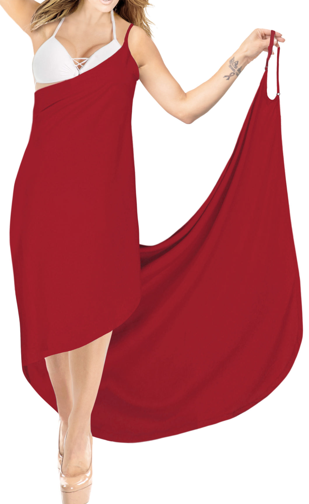 la-leela-rayon-bathing-towel-Women's-Sarong-Swimsuit-Cover-Up-Summer-Beach-Wrap-Skirt-Full-Long-Blood Red_A303