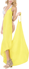 Load image into Gallery viewer, la-leela-women-rayon-bikini-cover-up-pareo-long-sarong-solid-78x34-yellow_7203-yellow_a293