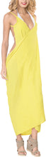 Load image into Gallery viewer, la-leela-women-rayon-bikini-cover-up-pareo-long-sarong-solid-78x34-yellow_7203-yellow_a293