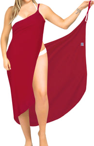 la-leela-rayon-bathing-towel-Women's-Sarong-Swimsuit-Cover-Up-Summer-Beach-Wrap-Skirt-Full-Long-Blood Red_A292