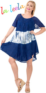 LA LEELA Girls Rayon Short Dress Navy Blue US: 14 (L) THRU Plus Size 20W (2X)