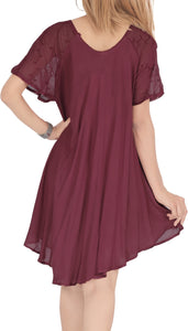 LA LEELA Girl Rayon Crusie Short Dress Maroon US: 14 (L) THRU Plus Size 20W (2X)